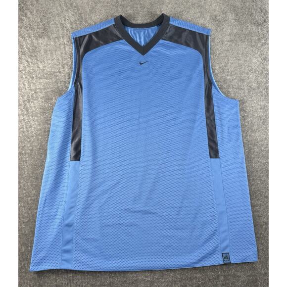 Vintage Nike Basketball Jersey Mens 2XL Blue Black Reversible Center Swoosh - Picture 1 of 7